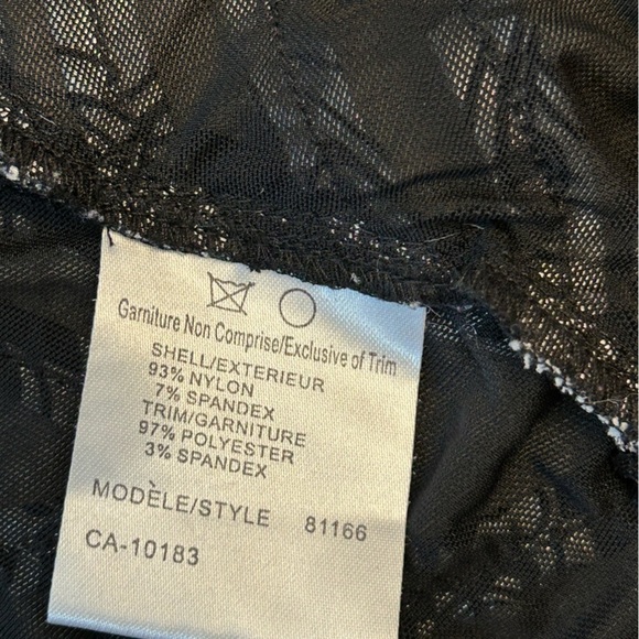 Cartise Black and White Patterned Ribbon Zip Up Jacket with Sheer Panels. - Picture 4 of 10